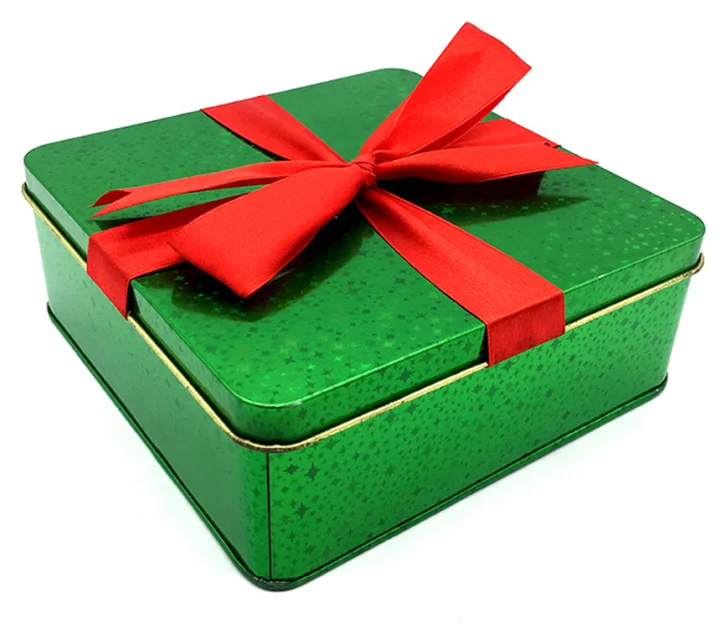 Manufacture Custom Food Safe Metal Gift Cake Tin Box With Ribbon Butterfly Bowknot