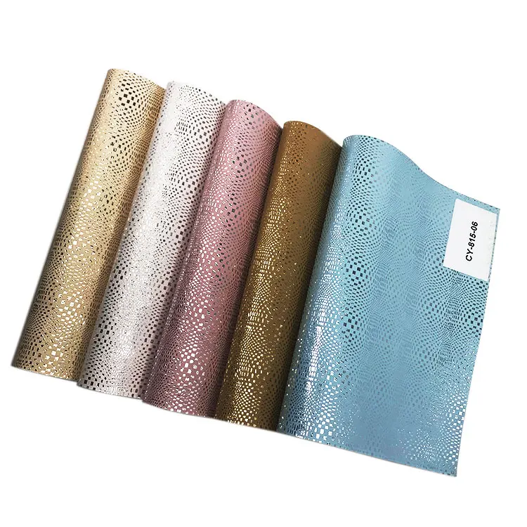 Foil Film Gold Fabric Synthetic Leather PU Artificial Leather Cotton Fabric Woven Shoes Napa Leather for Shoes and Bags
