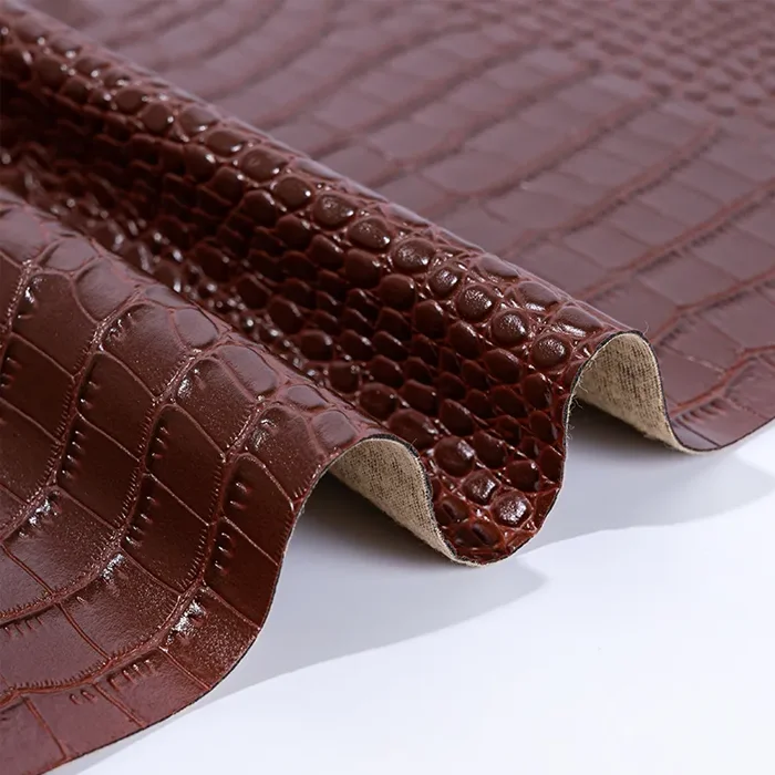 Eco Friendly Pvc Crocodile synthetic faux skin leather rolls product fabric for Bag
