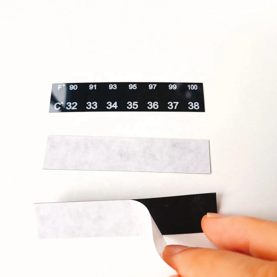 32-38C 90-100F High Quality Lcd Temperature Tester Liquid Crystal Thermochromic Thermometer Strip with Adhesive Sticker