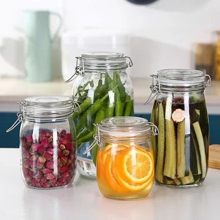 Glass storage jar 500ml 750ml 1000ml 1500ml 2000ml 3000ml storage bottles jars  glass jar with lids