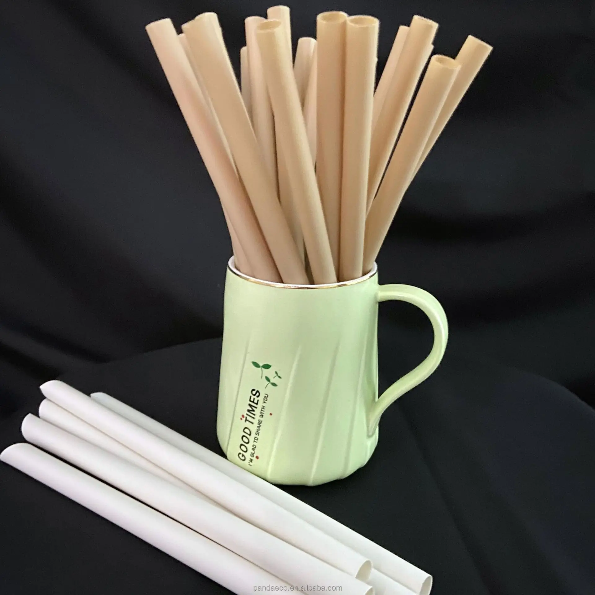 Custom Logo Hot Selling 6mm 8mm 12mm Biodegradable Disposable Boba Bubble Tea Bamboo Fiber Drinking Bamboo Straws