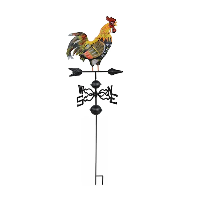 Garden Weather Vane metal Rooster Stake Crowing metal Rooster weather vane for Yard Metal Rooster Stake Decor Garden