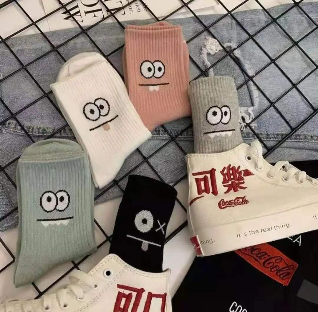 Breathable Corap Harajuku Socks High Quality Fashionable Casual Custom Logo Socks Men Knitted Funny Socks Outdoor Sports