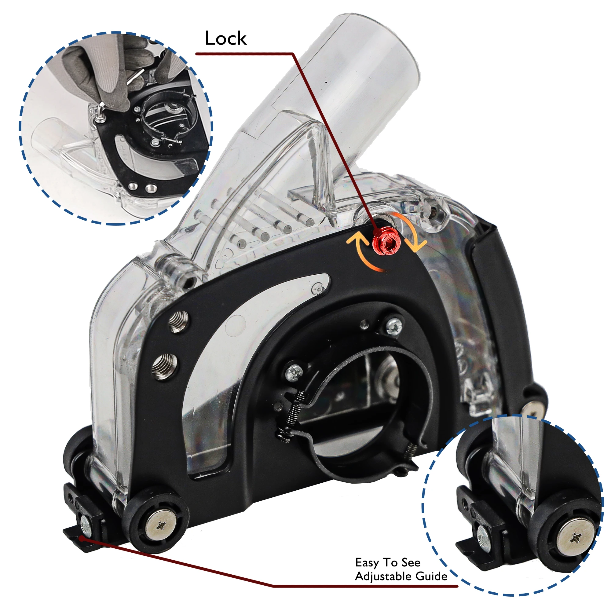 HERZO Universal Surface Cutting Dust Shroud for 5 inch Angle Grinder Cutting Protection Dust Shroud