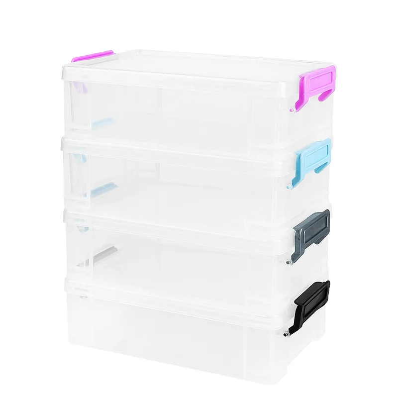 NISEVEN Wholesale Large Capacity Crayon Box Stackable Brush Painting Pencils Plastic Storage Box Dustproof Pencil Box with Lids