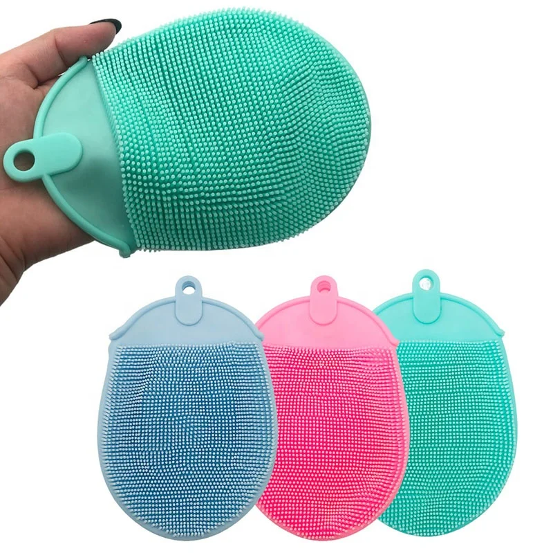 High Quality Soft Silicone Double-sided Dual Purpose Shower Bathing Gloves For Kids And Adults