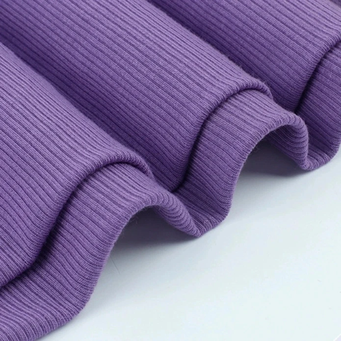 Customer Solid Color Twill Cotton/Polyester Fabric CVC Cotton 60/40 Dyeing Fabric Dress Stretch Jersey Knitted Fabric 2*2 Rib