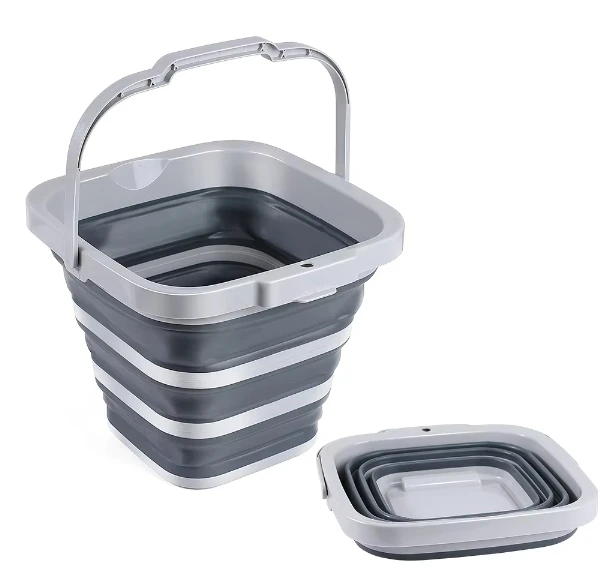 Portable Save Space 10L Silicone Plastic Square Folding Bucket Home Cleaning 20 Litre Cleaning Collapsible Bucket