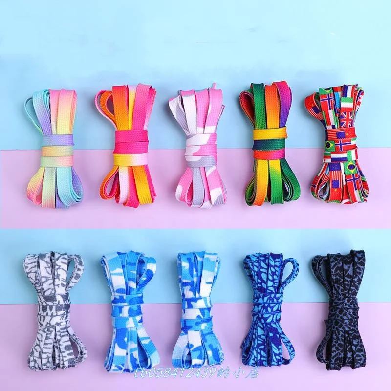 Polyester Shoelaces Gradient Color Shoelaces Rainbow Shoelaces Fashion Colorful British Style Shoestring Camouflage Shoe Laces