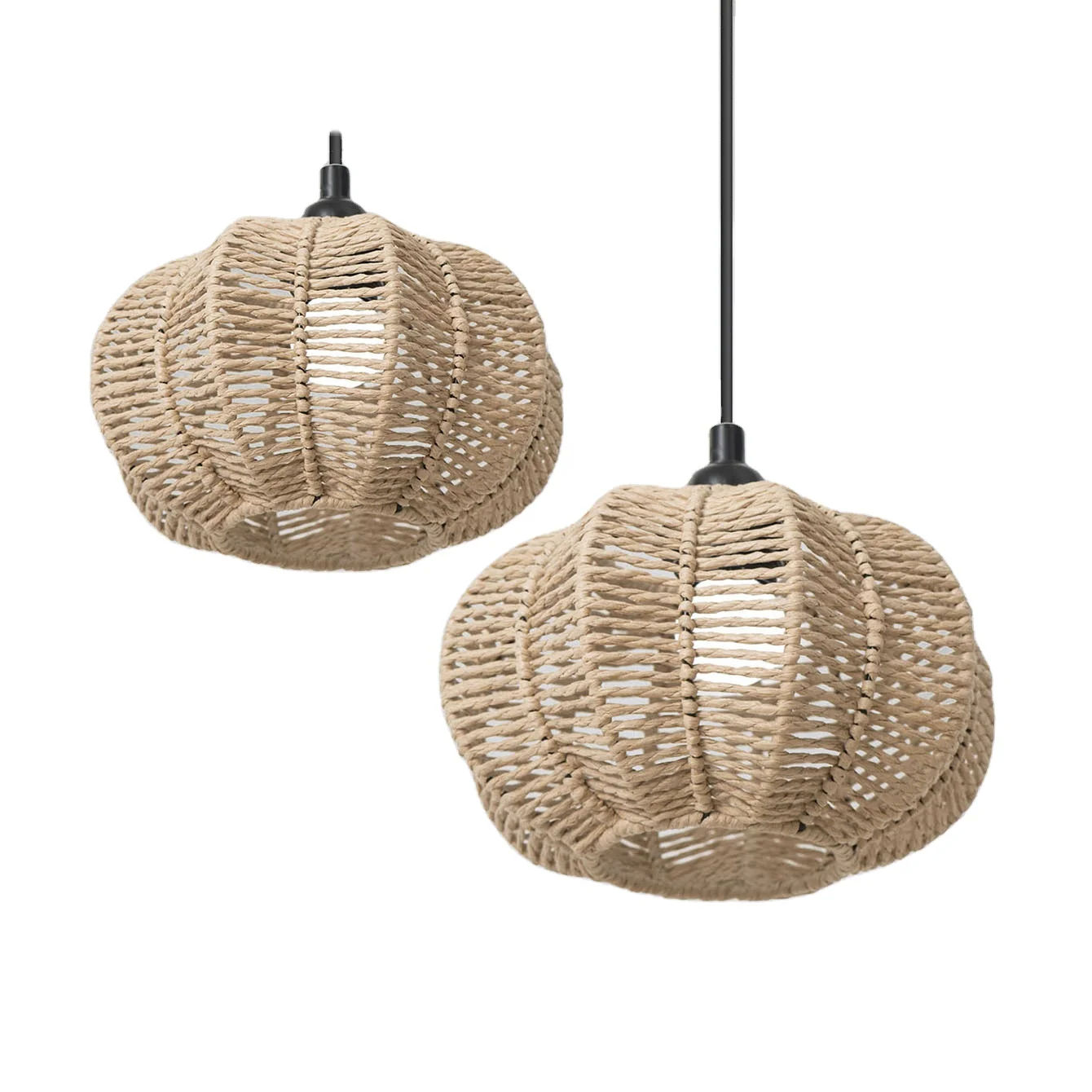 Тканый вручную тыквенный бумажный веревочный абажур тканый потолочный светильник для гостиной, столовой, гостиничного освещения, поделки из бумаги