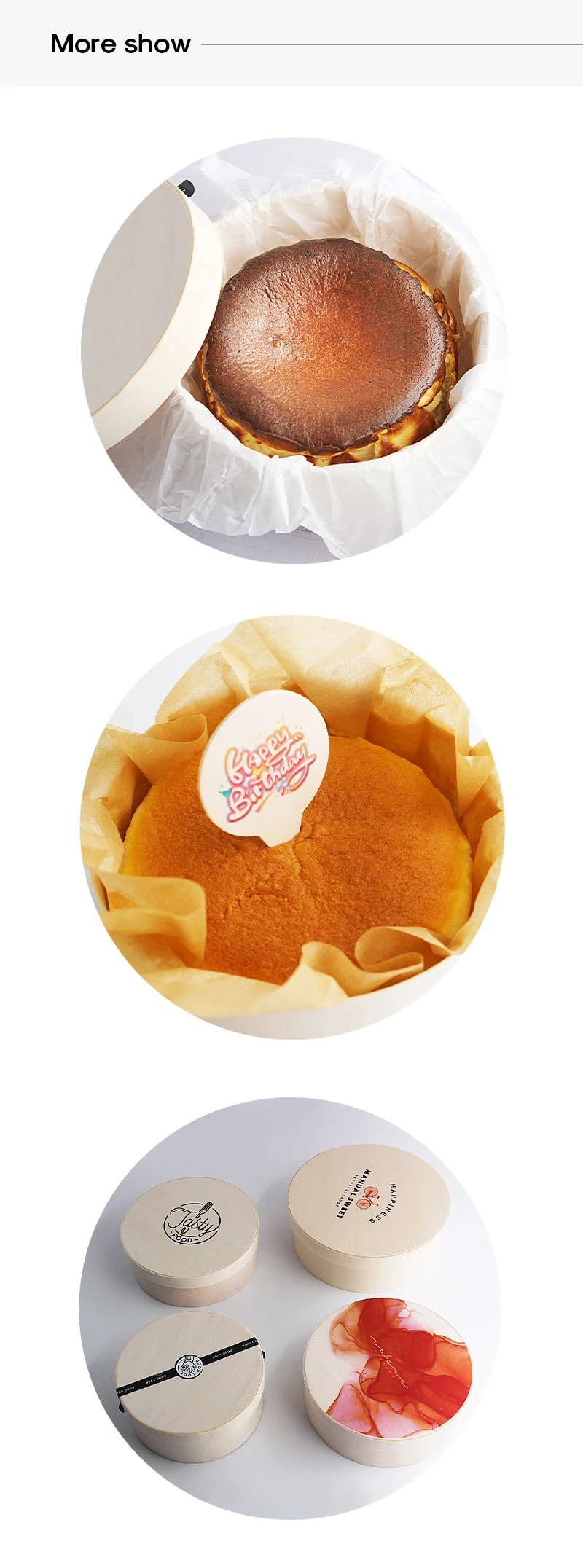 Cheap Custom Wooden Round Salad Lunch Bento Bakery Food Container Packaging Cake Veneer Cheese Charcuterie Board Gift Box