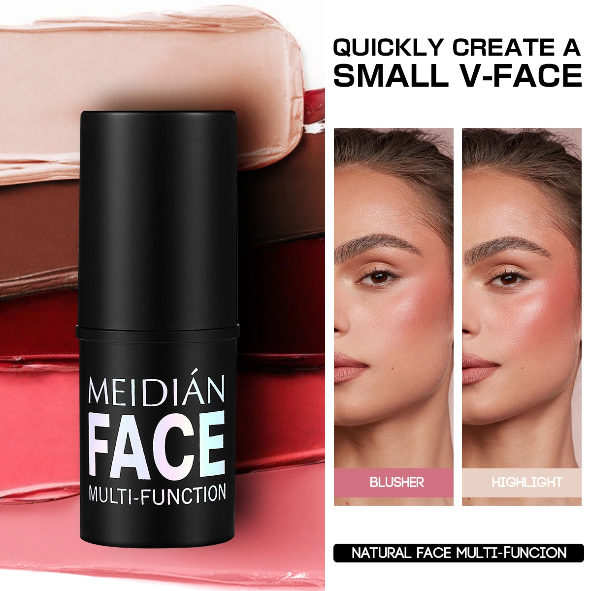 Wholesale cosmetic eyeshadow Makeup Blusher Moisturizing long lasting 6 colors cheek lip blush stick for lady face women beauty