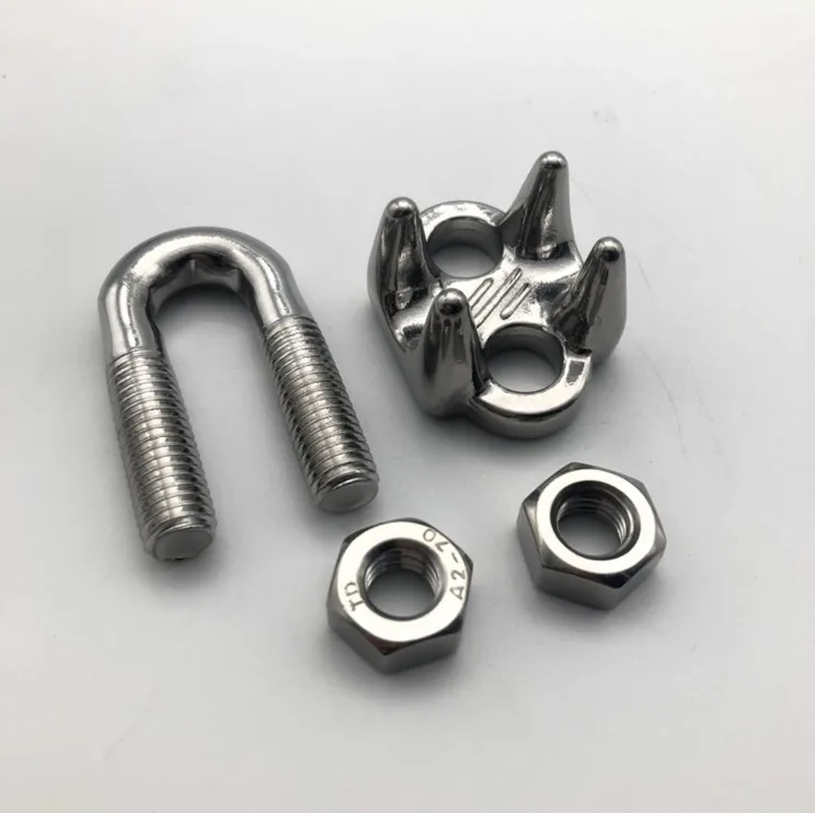 Marine Hardware Stainless Steel JIS Wire Rope Clamp U Bolt Saddle Clamp Fasteners with Lock Nuts