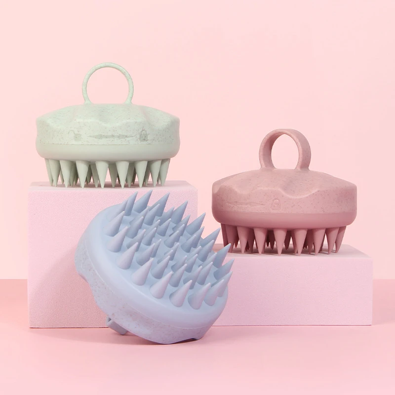 Handheld Eco-friendly Wheat Straw Soft Silicone Scalp Massage Shampoo Brush For Men Women Kid