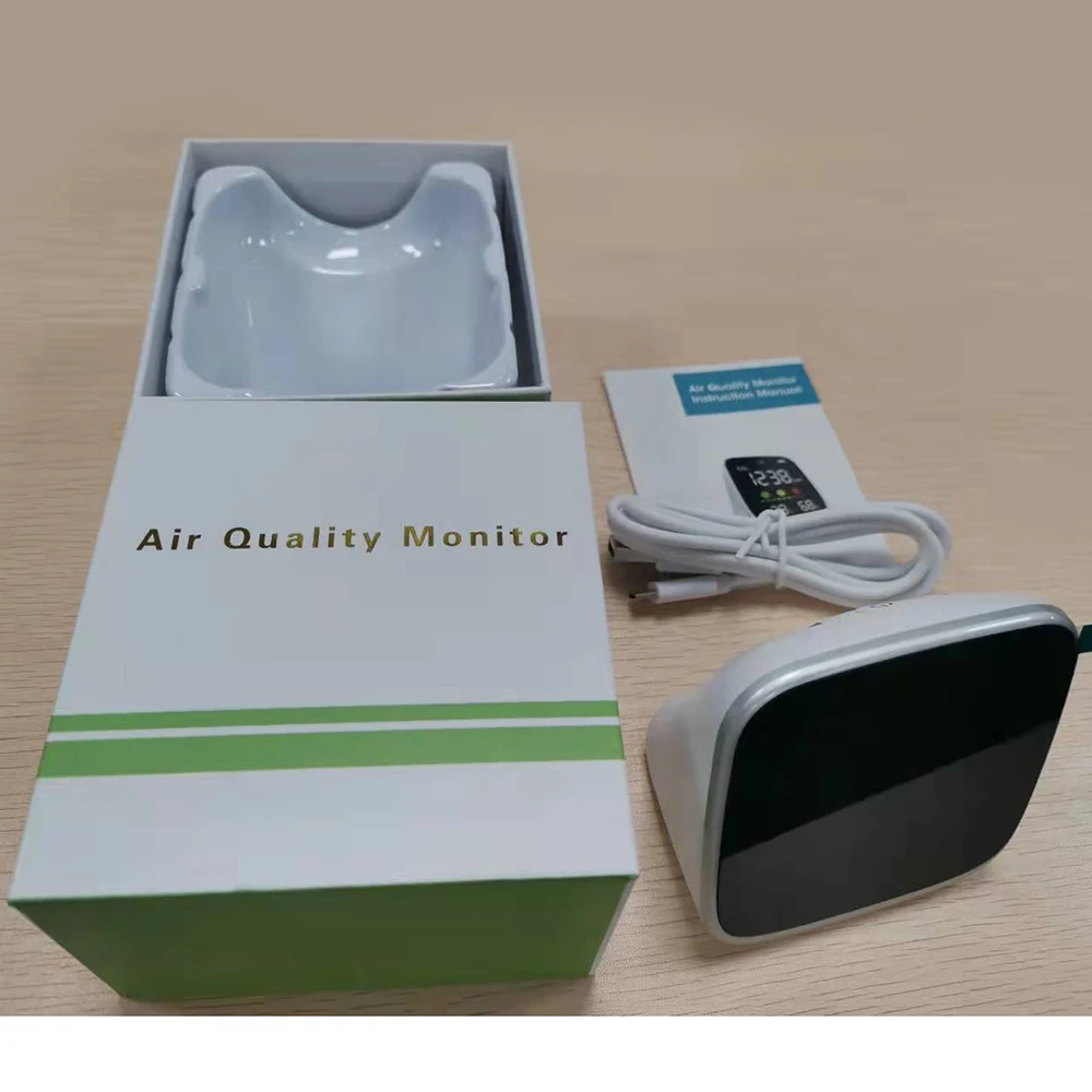 Portable Mini Carbon Dioxide Detector with Automatic Alarm and AQI Monitor NDIR Sensor Rechargeable Battery