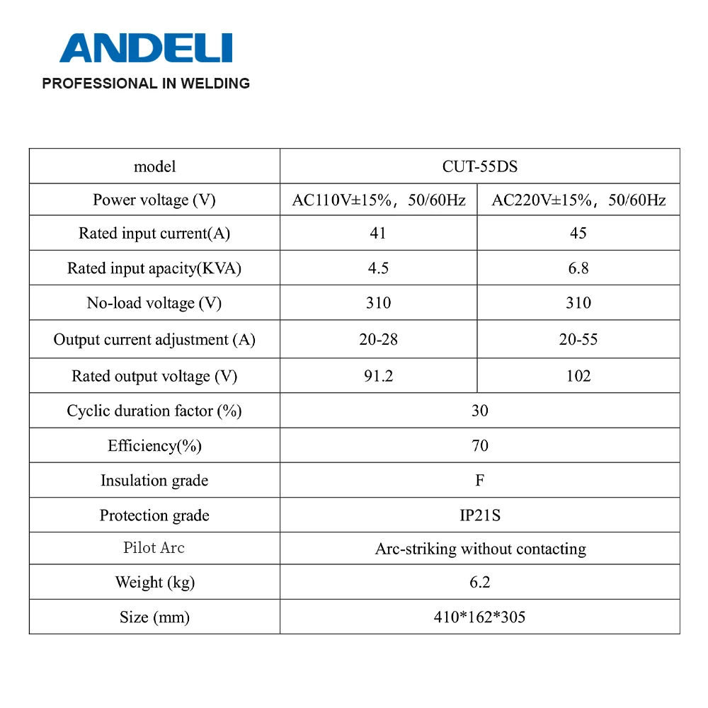 ANDELI New Arrival CUT-55DS  Professional Plasma Cutting Machine HF/Non-HF 2 in 1 machine