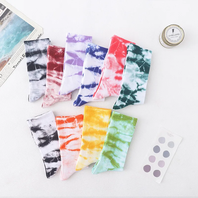 Cotton Custom Tie Dye Crew Socks And Plain Tie Die Socks Custom Logo Unisex Socks