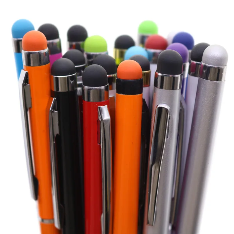 customized twist  Aluminum metal slim cell screen touch capacitive stylus ball pens with custom logo printed for hotels