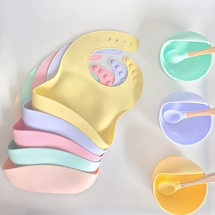 Wholesale Custom Bpa Free Waterproof Adjustable Silicon Baby Drool Bibs Feeding Bibs For Babies Toddlers