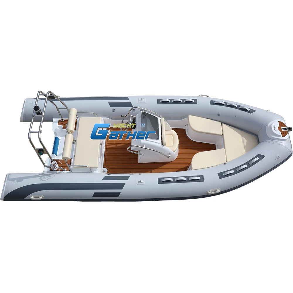 Europe 17ft Fiberglass Hull Inflatable Boat RIB520E Hypalon 8 Capacity With console,front sundeck,EVA floor and ss bar for sale