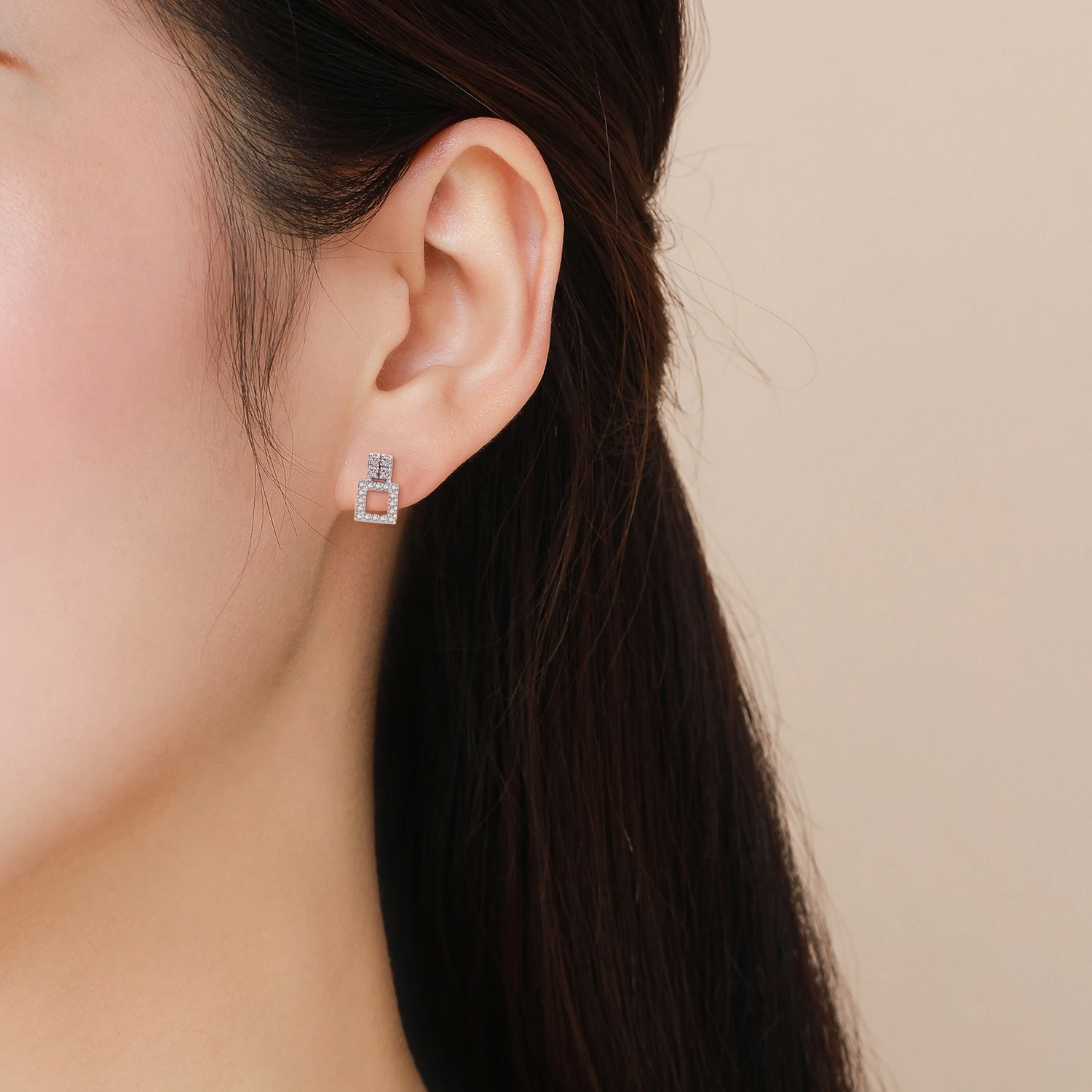 925 Sterling Silver Sparkling Cubic Zirconia Stud Earrings Delicate Geometric Office Earrings For Women Fine Jewelry Accessories