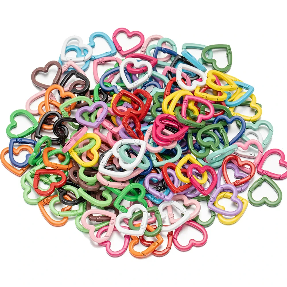 Heart Carabiner Trigger Snap Clip Spring Keyrings Buckle Hooks for Key Ring Keychains Bag Purse Handbag Craft Making Supply