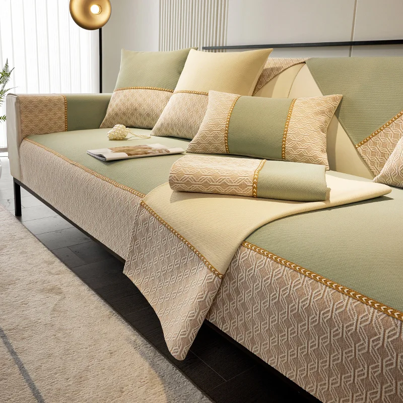 Non-slip Custom Particles Simple Modern Sofa Cushion Multi-size Fabric Comfortable Chenille Couch Cover