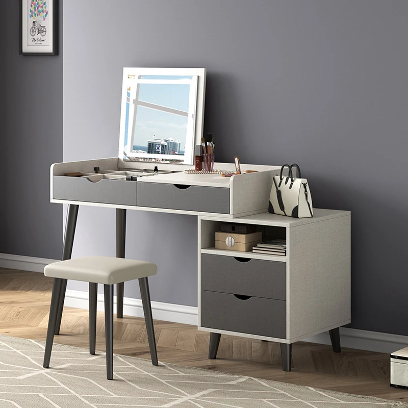Modern Adult Nordic Bedroom Solid Wood Makeup Desk Vanity Table Small Mirror Dresser Dressing Table For Girls