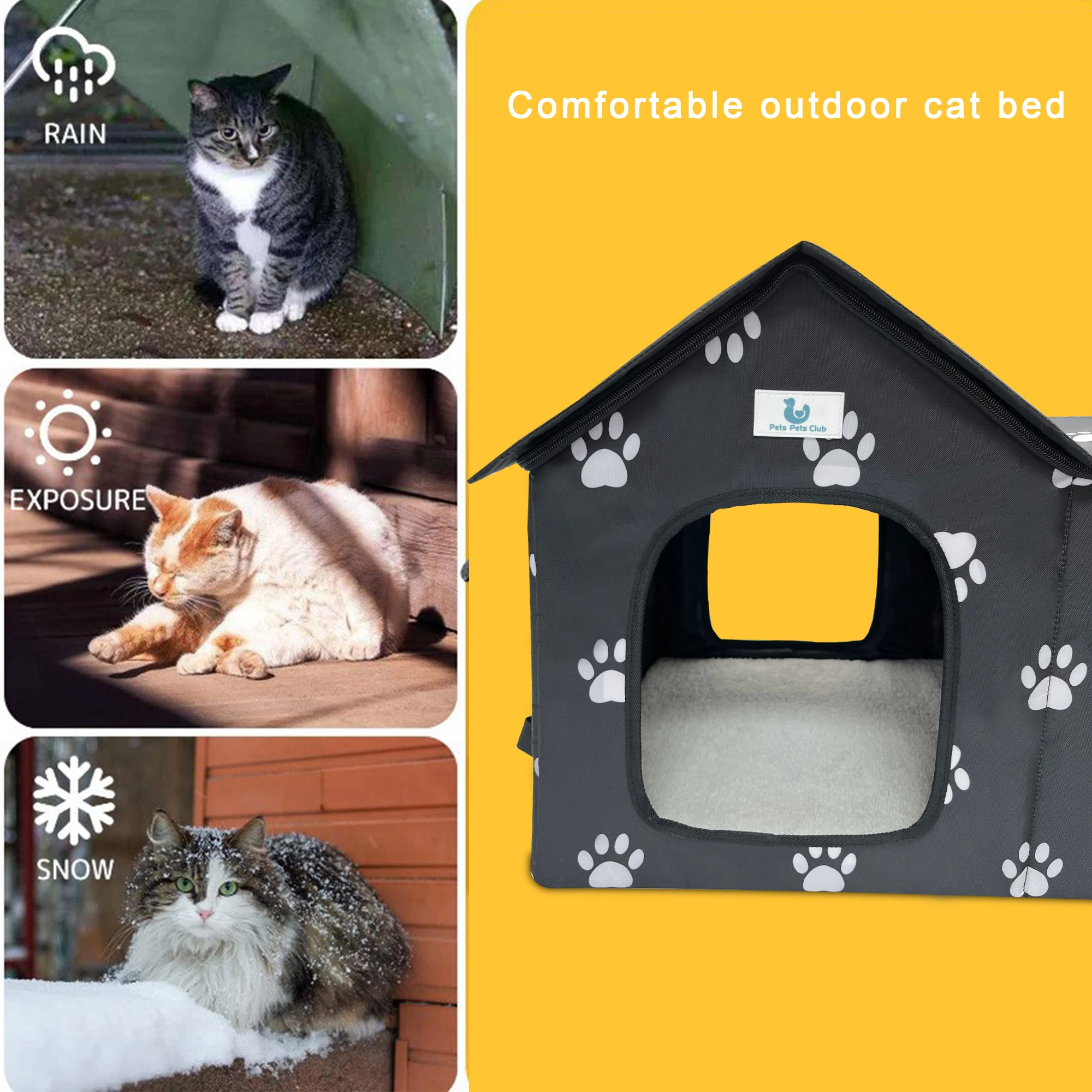 Wholesale Pet House Indoor Outdoor Cat House, Weatherproof Outside Cat Shelter for Feral Cats with Removable Cushion