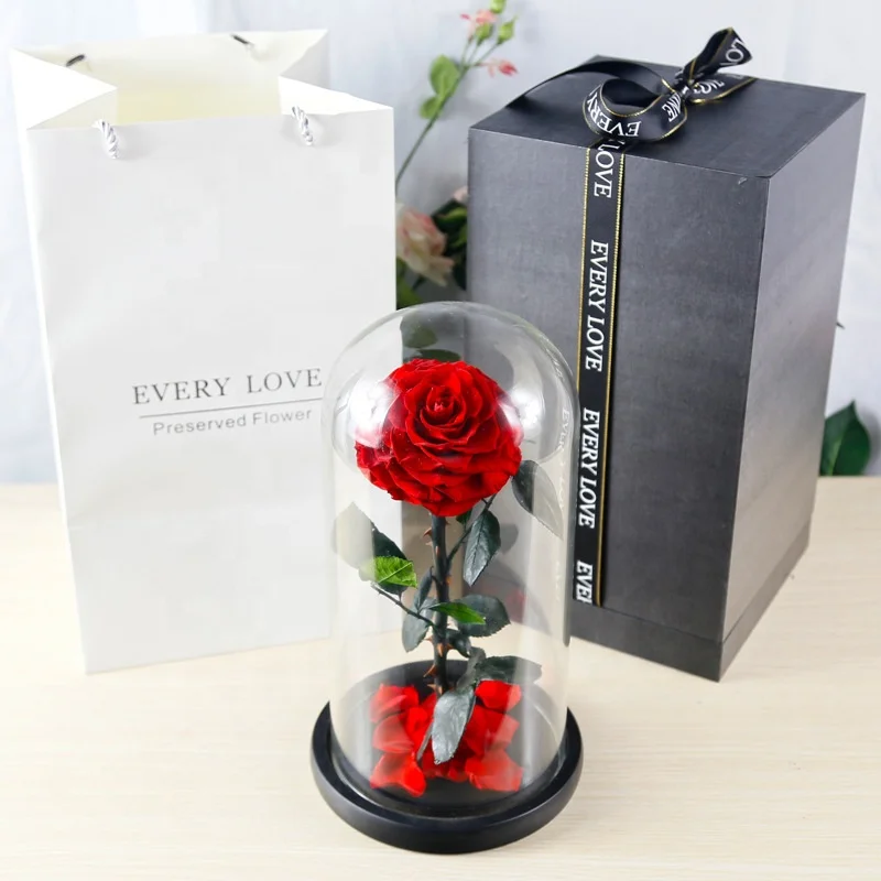 
Happy mothers day gift Yunnan Kunming artificial flower preserved flower rose glass 