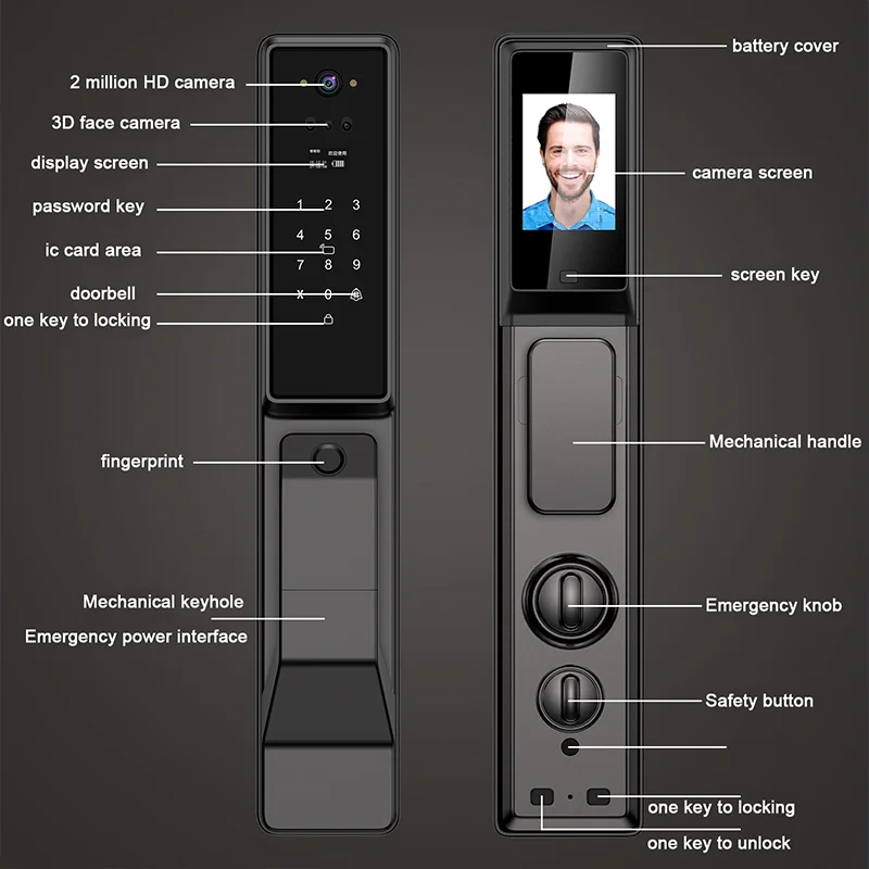 X6DL Smart Door Lock With Voice Intercom Wifi Tuya APP Fully Automatic HD Cat Eye Fingerprint Face Electronic Door Lock