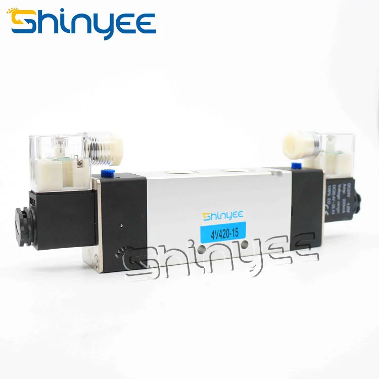 SHINYEEPNEUMATIC popular product 4v420 15 solenoid valve 4V420-15 3/2 pneumatic valve 24v solenoid valve 24v dual