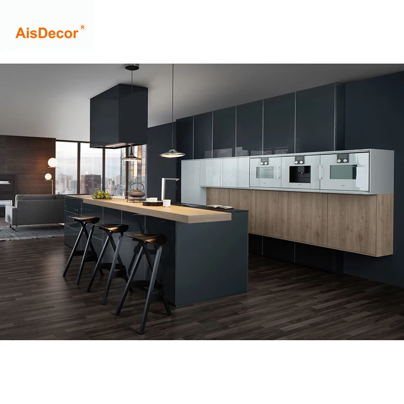 Australia popular laminate combine lacquer style high end customized kitchen cabinets