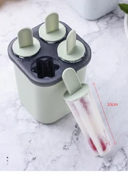 Round 4 Pieces Homemade Ice Cream Mold Ice Lolly Colorful PP Plastic Popsicle Mould