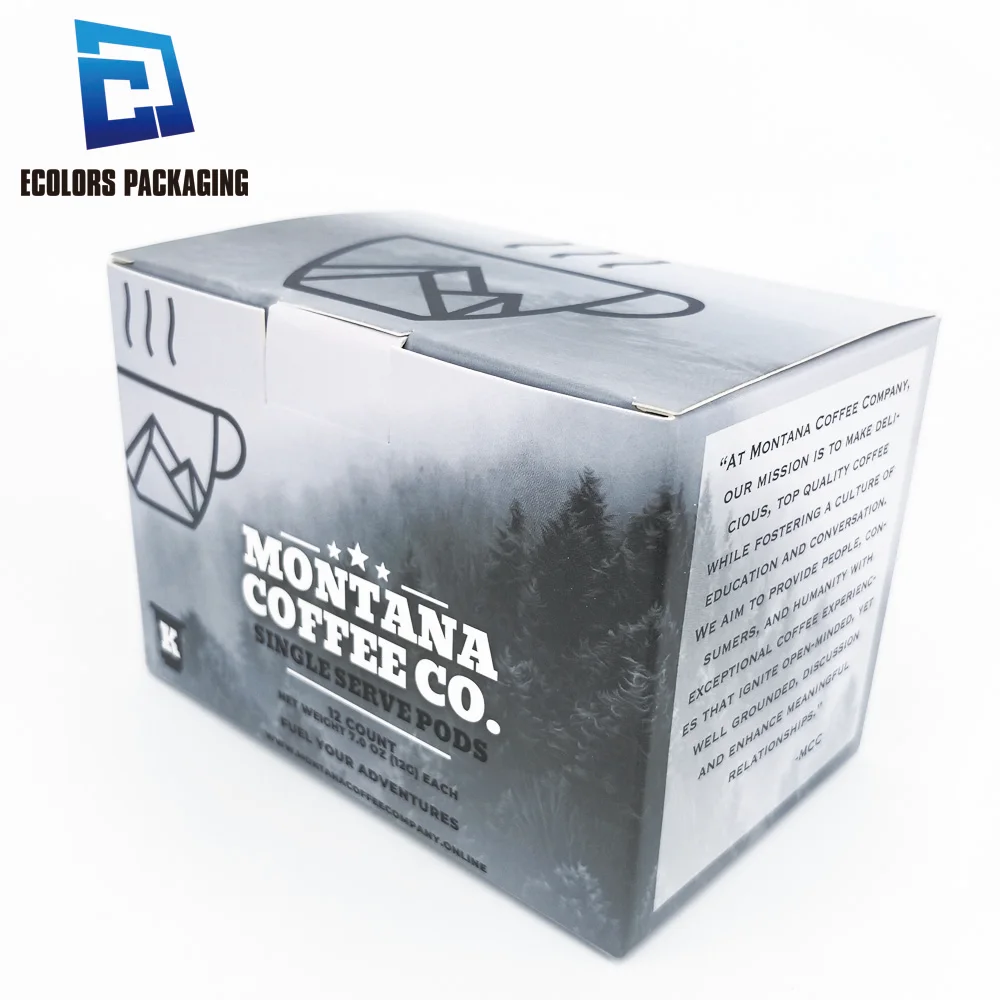 Low Moq Custom Printed Folding Paper Cardboard Packaging 12 Pods Coffee Boxes For Capsule