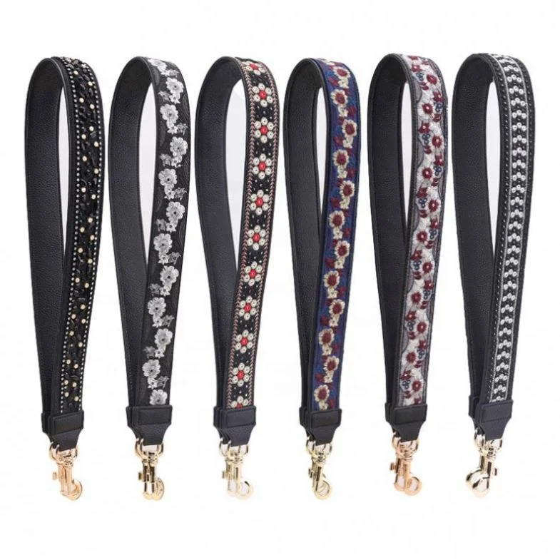 Wholesale  High quality Nation Design Embroidery Lady Long Shoulder Strap For Handbag Bags Belt Accessories