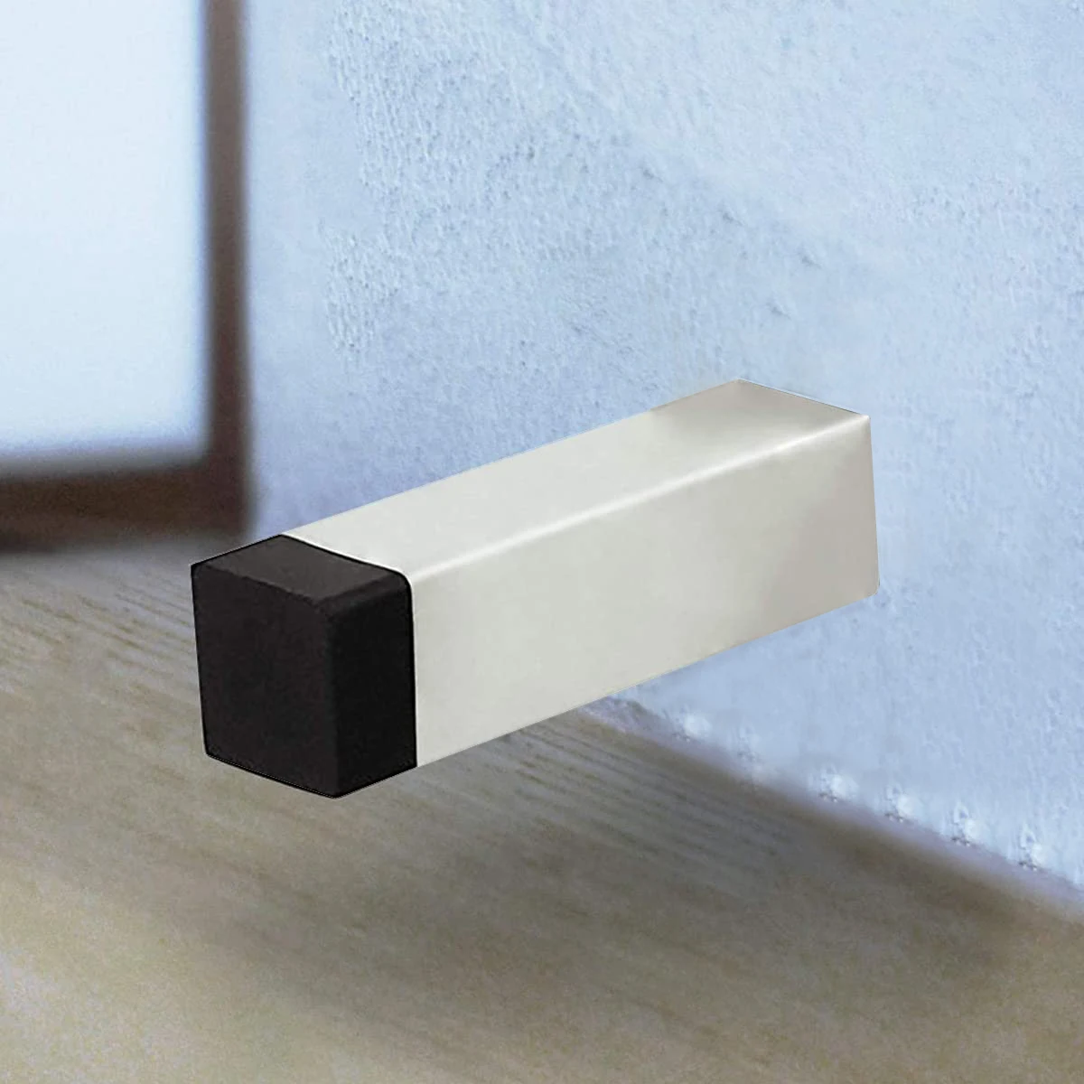 Square 304 Stainless Steel Door Stopper with Rubber Tips Bumper, Wall Mounted door stopper