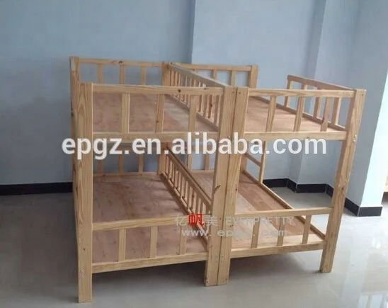 High Quality Dormitory Furniture Kindergarten Nursery Room Used Solid Wood Kids Children Bunk Bed
