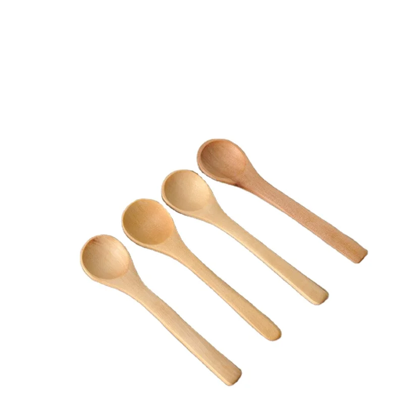 Handmade Small Wooden Spoon Honey Teaspoon Seasoning Coffee Tea Sugar Salt Jam Mustard Ice Cream Spoons
