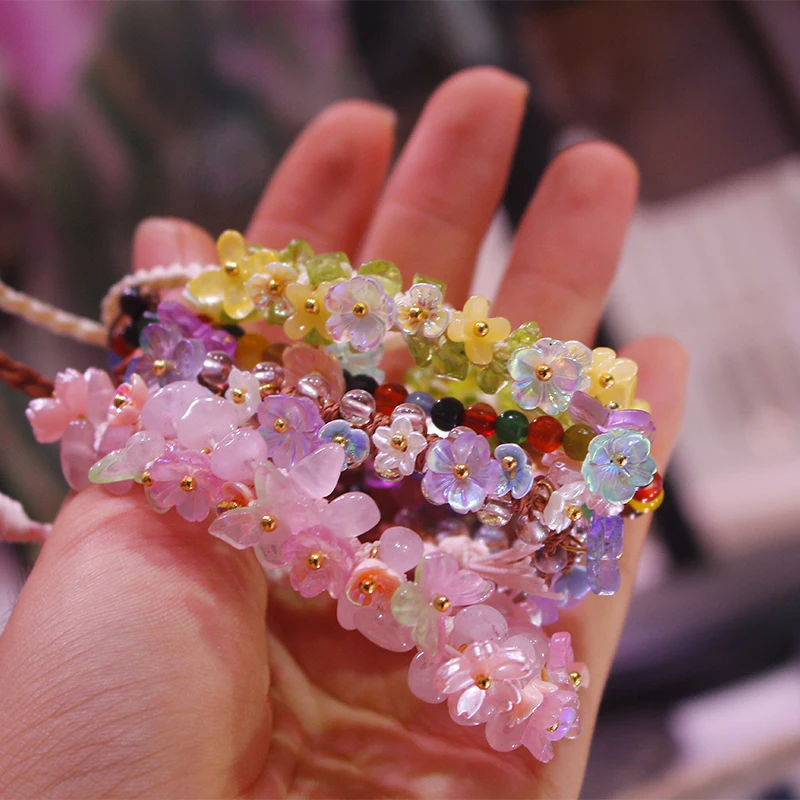 Wholesale macrame DIY Fashion healing natural rough Colored agate olivine rose clear quartz bracelet