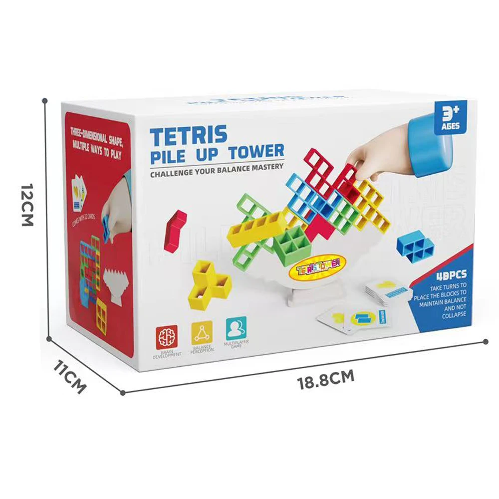 New products 2024 48 Pcs Educational Balance Tower Puzzle Board Game Building insert Block 3d puzzle block DIY Assembly Toys