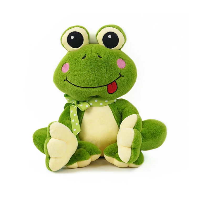 Wholesale custom promotional gift soft animal shaped green frog plush stuffed toys