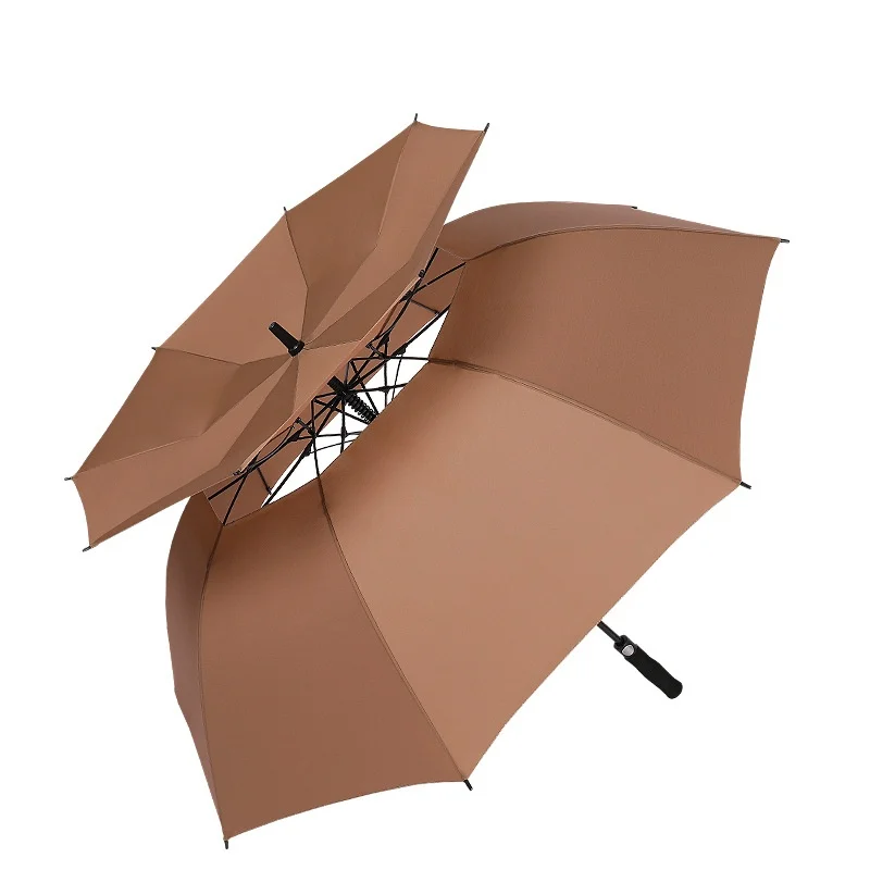 Wholesale Custom Large Wind Resistance Straight Umbrella 30 inch Logo Print double layers umbrella Long Stick Parasol