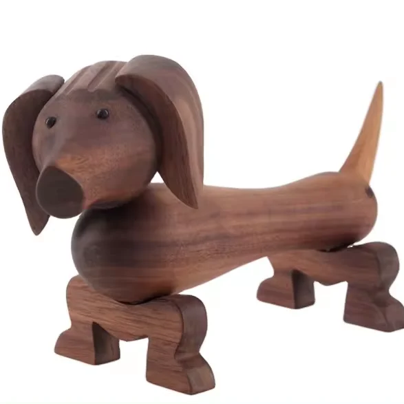 Wholesale Walnut Wood Sausage Dog Wood Dog Home Decoration Car Decoration Birthday Gifts Can be Sent as Ornaments