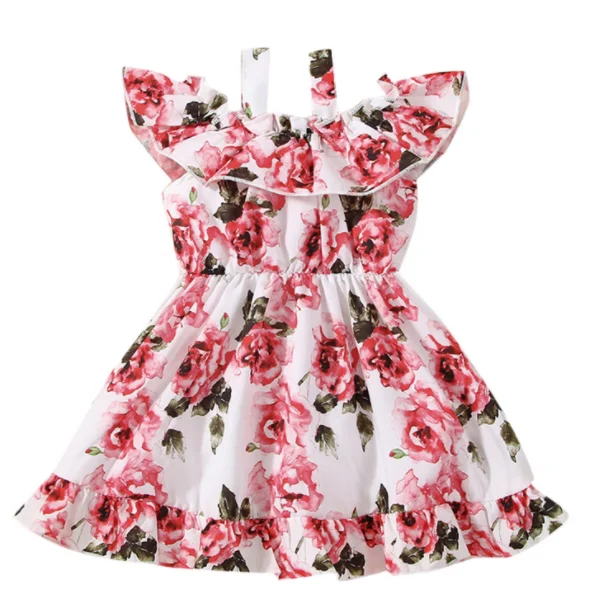 Оптовая продажа летняя детская юбка платье на одно плечо с милым цветочным принтом для девочек одежда