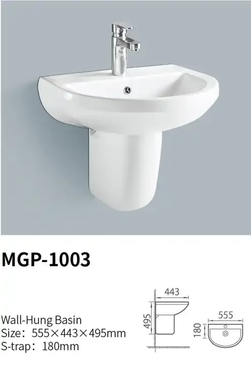 Aidi Ceramic Sanitary Wares Pedestal Basin For Bathroom Sanitary Ware  Half Pedestal Wash Basin Sink