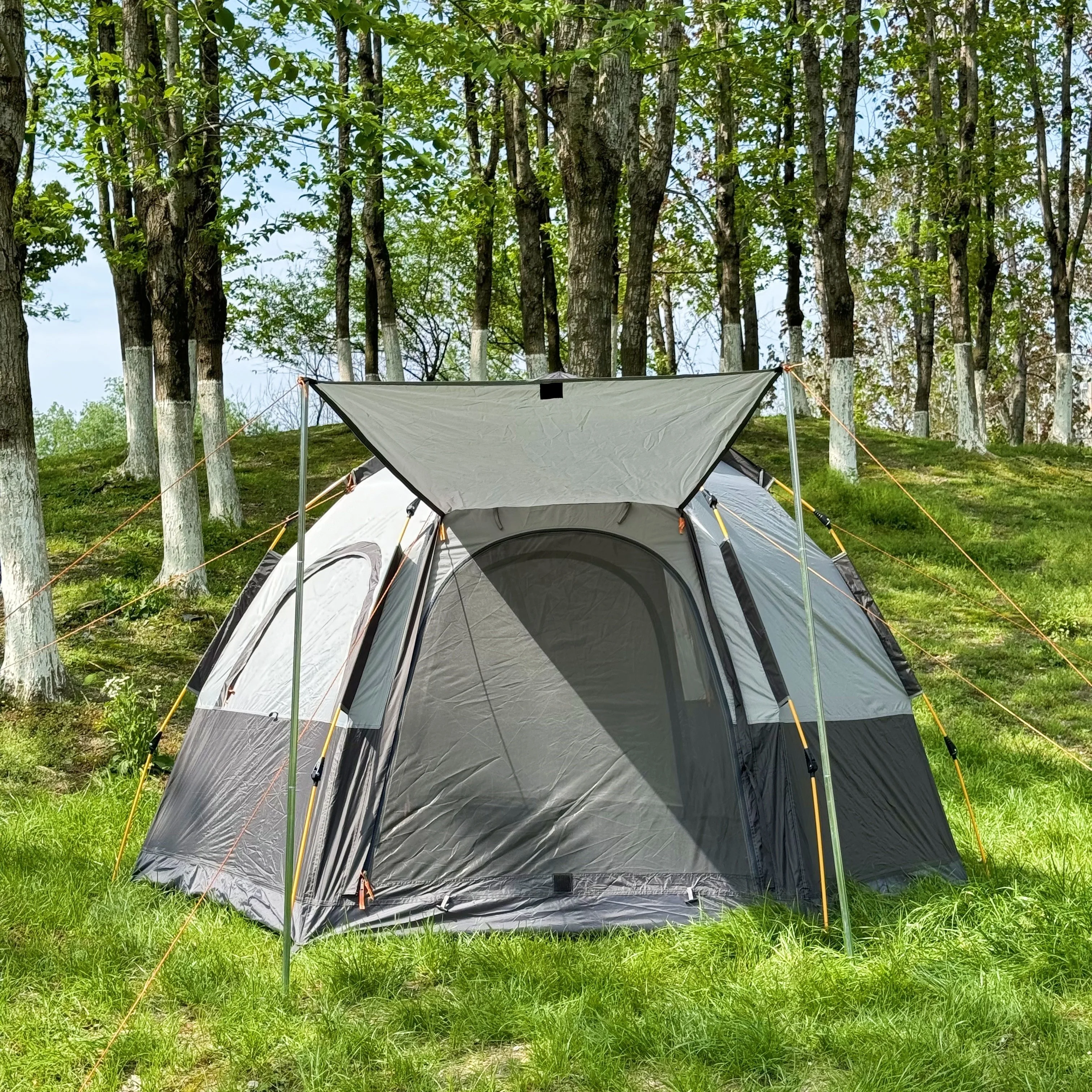 Custom outdoor hexagonal tent pop up with canopy automatic camping picnic hiking sports family party BBQ big waterproof portable