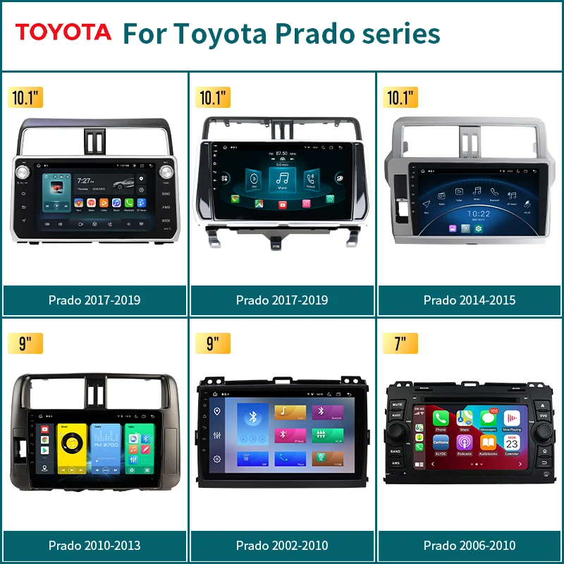 9/10.1 Inch IPS Touch Screen 2 Din Carplay GPS Navigation Android Car Radio for Toyota Prado Series