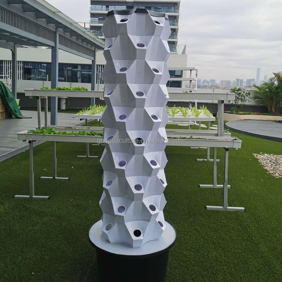 Indoor Hydroponics Farm White Tower Light Vertical Outdoor Tower Vertical Aeroponic Tower Farming